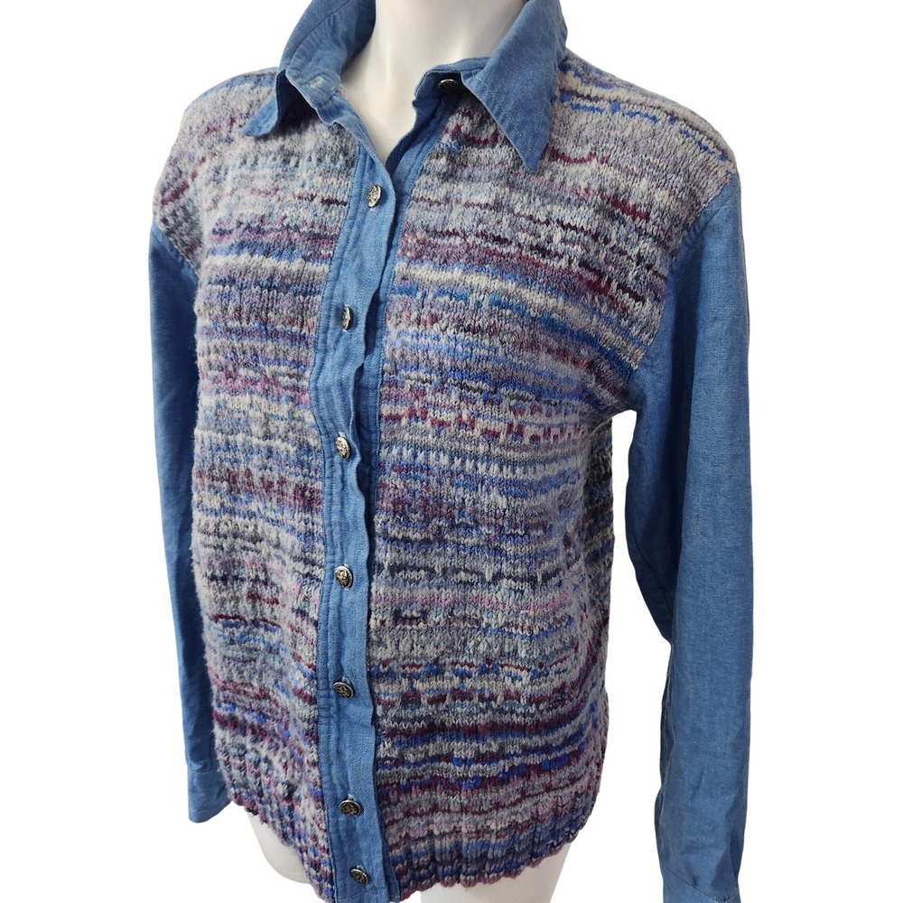Vintage knit &‎ denim shacket top size M/L Womens
